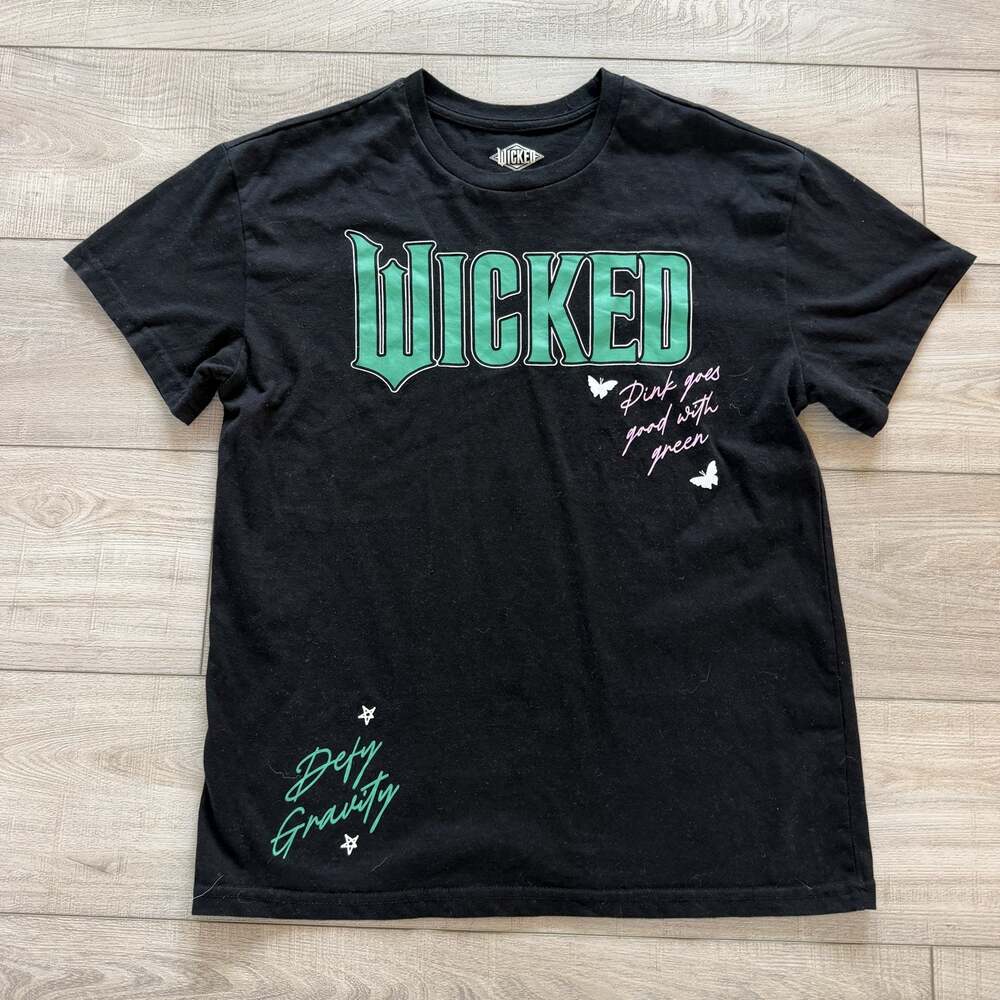 Wicked Movie Mens M Black T-Shirt Defy Gravity